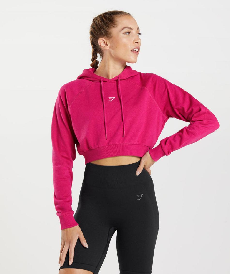 Sudadera Con Capucha Gymshark Entrenamiento Cropped Mujer Rosas | CO 2016PJJ